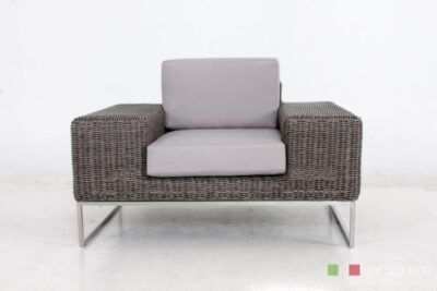 Loungeset Lineo 1x Fauteuil rondwicker Grijs