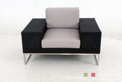Loungeset Lineo 1x fauteuil wicker zwart